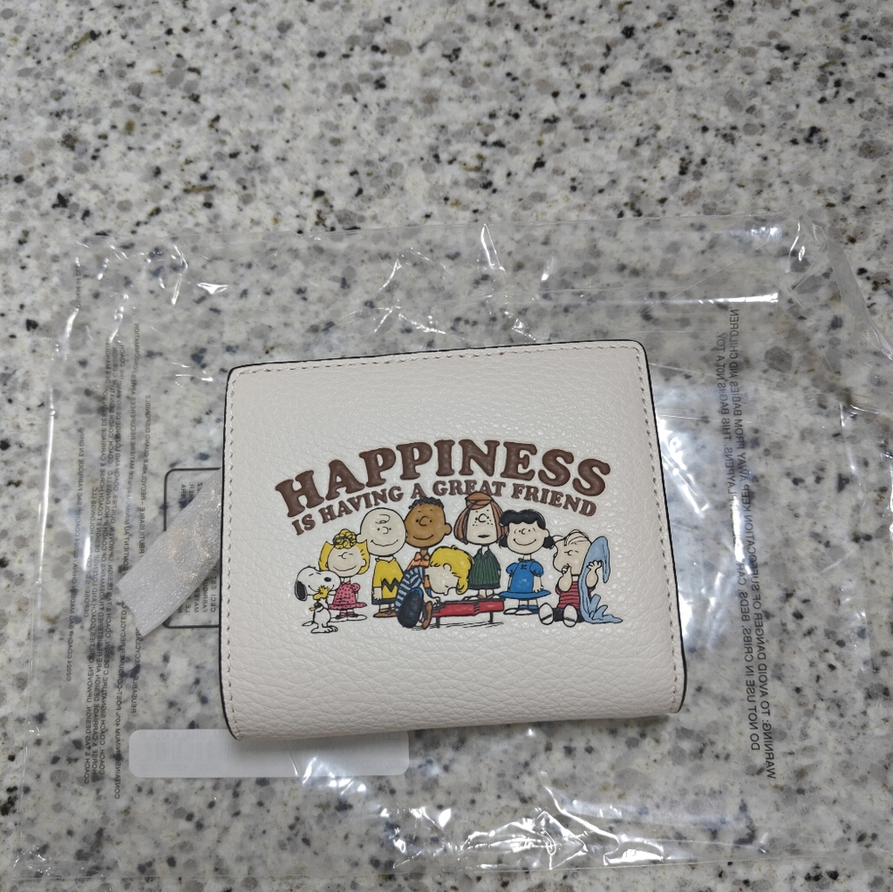 Coach X Peanuts Snap Wallet (Gold/Chalk)